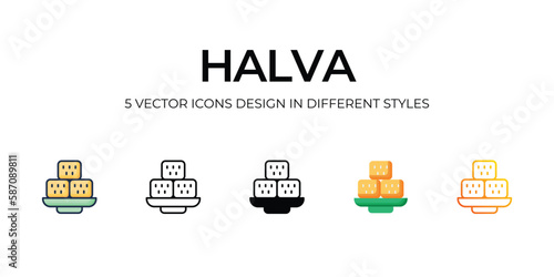 Halva Icon Design in Five style with Editable Stroke. Line, Solid, Flat Line, Duo Tone Color, and Color Gradient Line. Suitable for Web Page, Mobile App, UI, UX and GUI design.