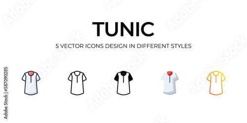 Tunic Icon Design in Five style with Editable Stroke. Line  Solid  Flat Line  Duo Tone Color  and Color Gradient Line. Suitable for Web Page  Mobile App  UI  UX and GUI design.