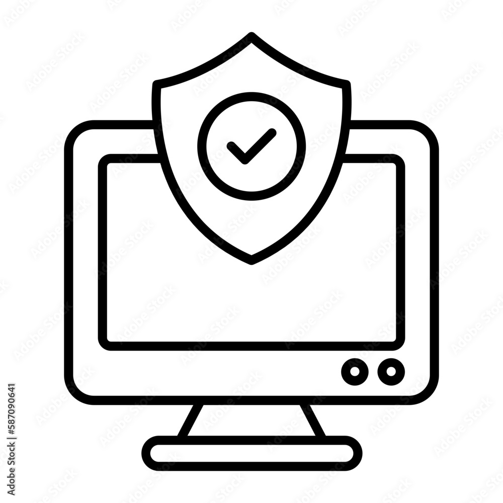 Computer Security Outline Icon Computer Security Outline Icon