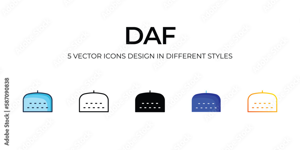 Daf Icon Design in Five style with Editable Stroke. Line, Solid, Flat Line, Duo Tone Color, and Color Gradient Line. Suitable for Web Page, Mobile App, UI, UX and GUI design. Daf Icon Design in Five style with Editable Stroke. Line, Solid, Flat Line, Duo Tone Color, and Color Gradient Line. Suitable for Web Page, Mobile App, UI, UX and GUI design.