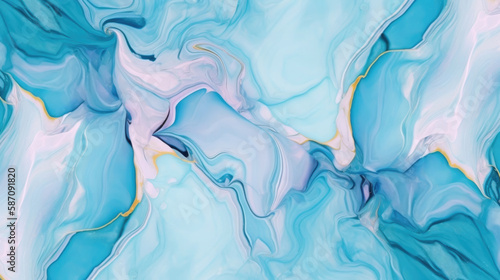 Marbled blue abstract background. Liquid marble pattern. Colorful texture. Generative AI.