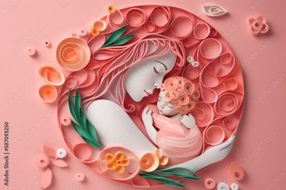 Happy Mother's Day, The bond of mom and baby. Generative AI Happy Mother's Day, The bond of mom and baby. Generative AI