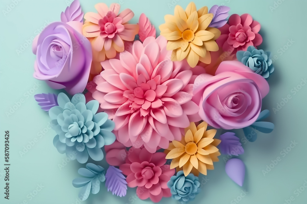 Happy Mother's Day, flowers paper art. Generative AI Happy Mother's Day, flowers paper art. Generative AI