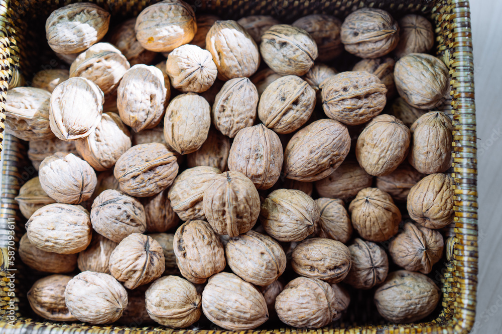 Close up of full-grained walnuts, a traditional Chinese delicacy Close up of full-grained walnuts, a traditional Chinese delicacy