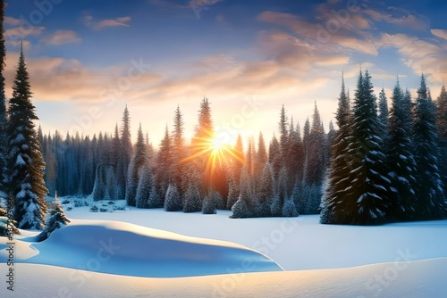 winter landscape with fir trees © DESIGN