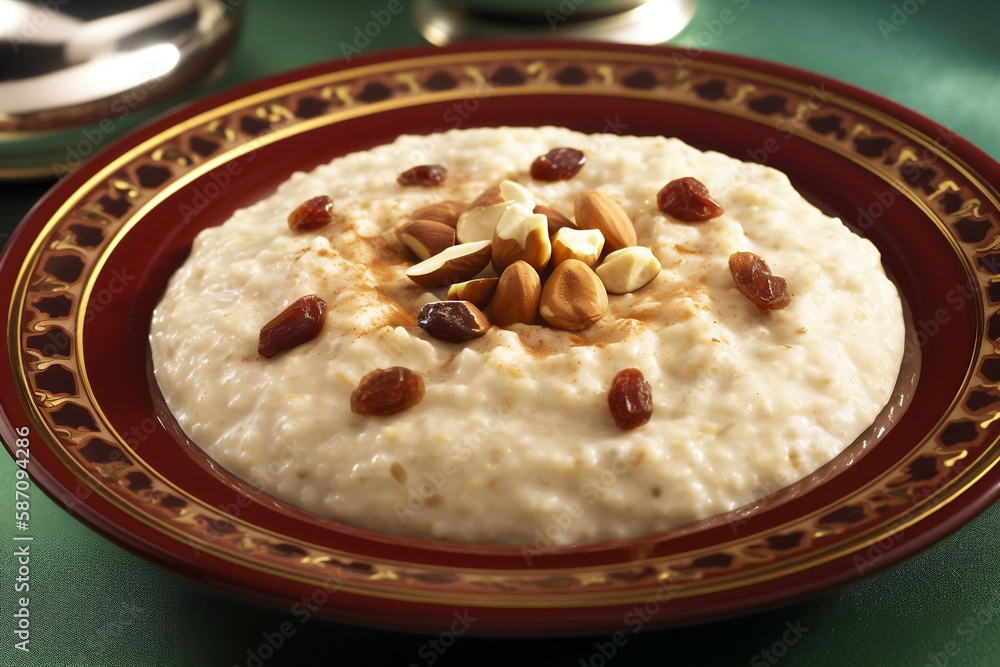 classic bowl of oatmeal topped with brown sugar, nuts, and raisins - a warm and comforting breakfast choice, start your day right, delicious breakfast options to satisfy every craving. generative ai classic bowl of oatmeal topped with brown sugar, nuts, and raisins - a warm and comforting breakfast choice, start your day right, delicious breakfast options to satisfy every craving. generative ai