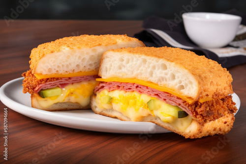hearty breakfast sandwich with a fried egg, ham, cheese, and avocado - a filling and delicious way to start your day, start your day right, delicious breakfast options to satisfy every . generative ai