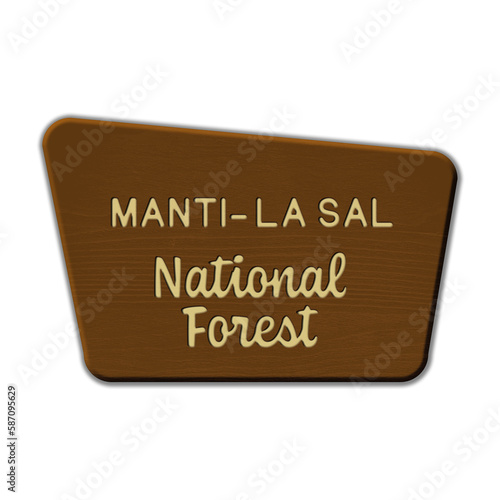 Manti-La Sal National Forest wood sign illustration on transparent background