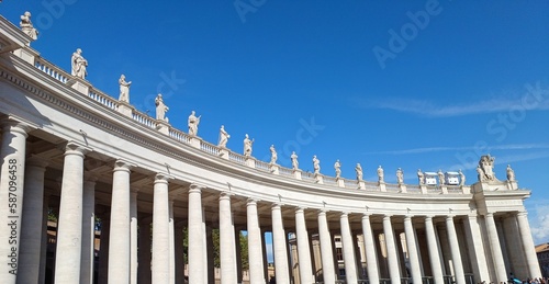St. Peter's Square Vatican Rome , Italy, pilasters with images of saints.