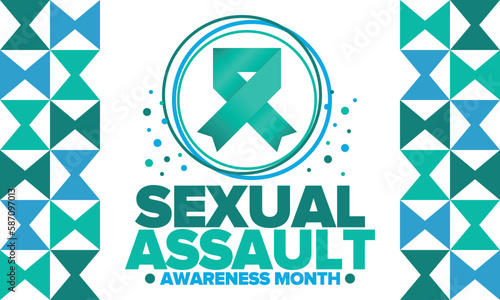 Sexual Assault Awareness Month in April. Annual campaign to promote education and the prevention of sexual violence. Social awareness symbol. Stop violence. Vector illustration