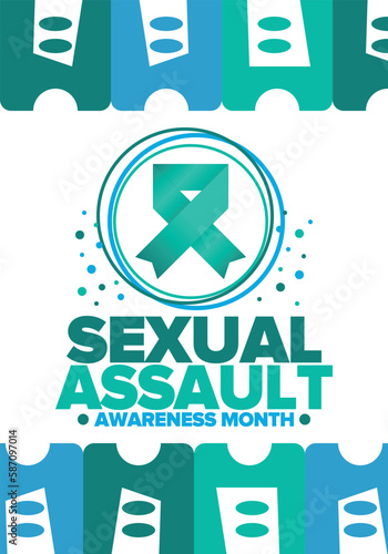 Sexual Assault Awareness Month in April. Annual campaign to promote education and the prevention of sexual violence. Social awareness symbol. Stop violence. Vector illustration