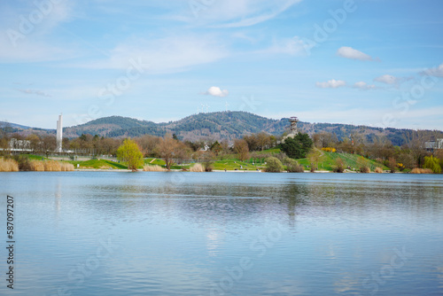 Clear blue lakes  peaceful idyllic scenery