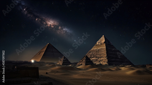 The Great Pyramids of Giza and the Milky Way in Egypt  Generative AI