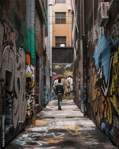 Appreciating Graffiti in an Alley, Art and Tourism, generative AI