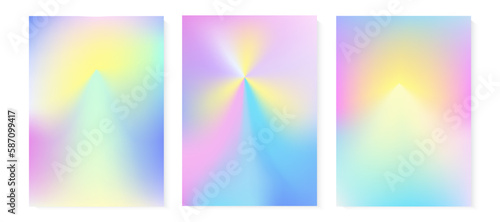 Abstract aura hologram gradient vector background. Y2k aesthetic. Soft iridescent surreal illustration. Pearlescent color vertical poster. Trendy mesh texture backdrop. Feminine gentle unicorn card
