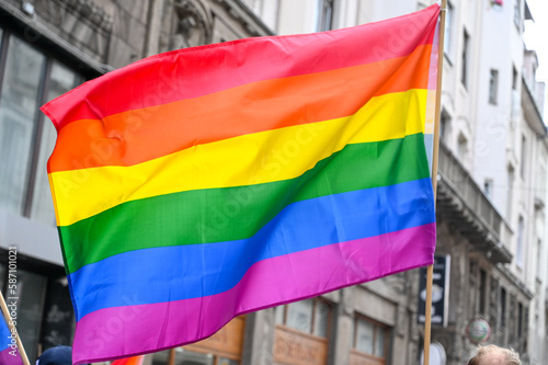 LGBTI rainbow flag. LGBTIQ March Pride. 