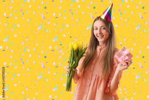 Happy young woman with Birt...