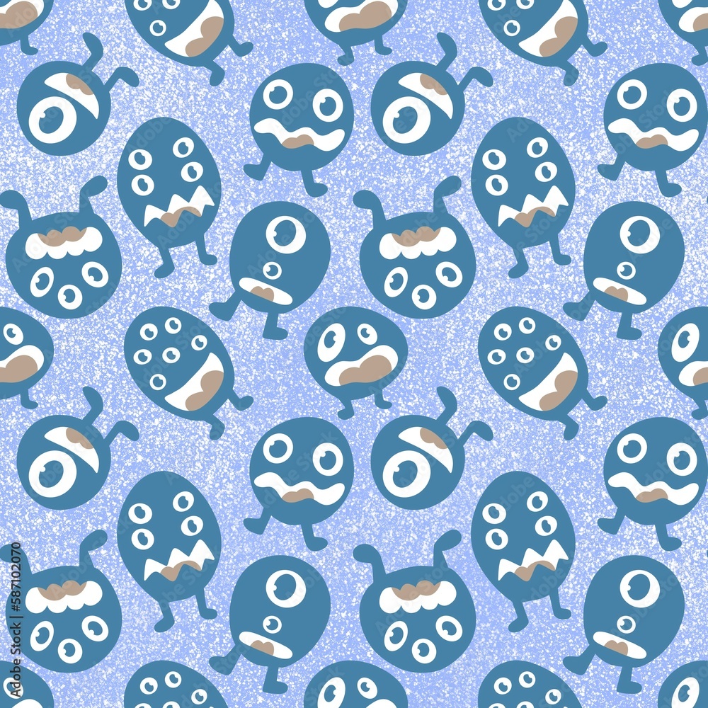 Cartoon monsters seamless emoticons aliens pattern for kids clothes print and wrapping paper and fabrics Cartoon monsters seamless emoticons aliens pattern for kids clothes print and wrapping paper and fabrics