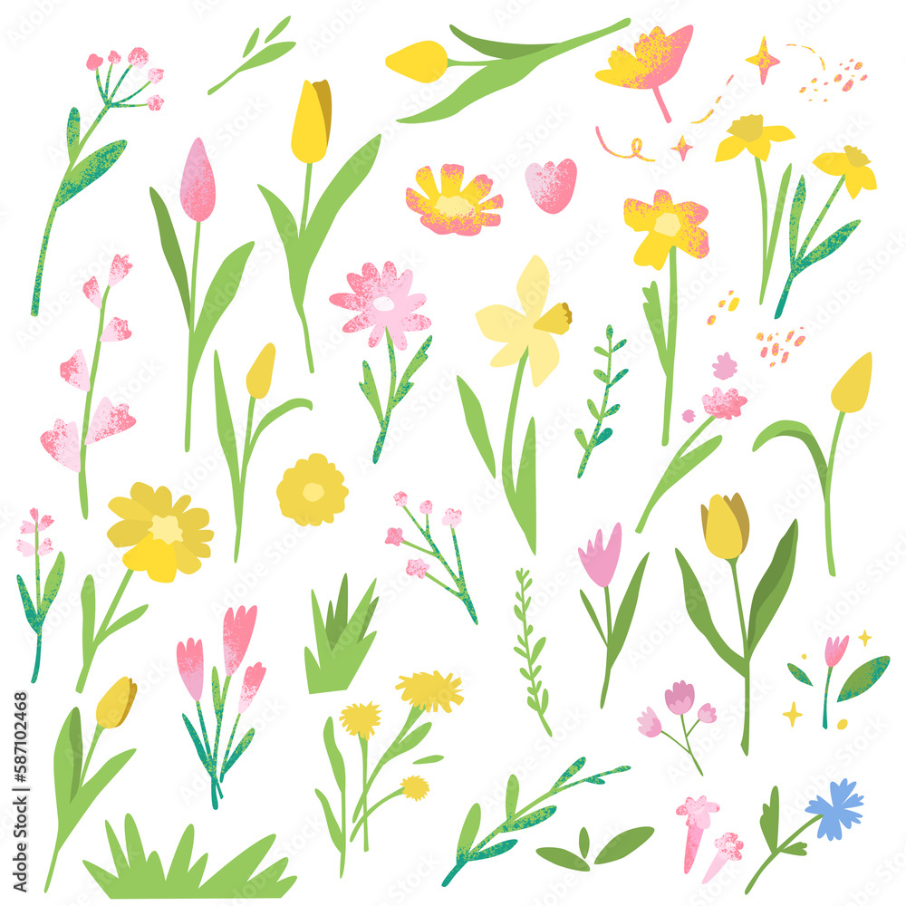 Set of springtime flowers Set of springtime flowers