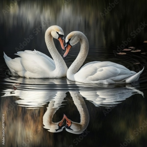 two swans on the lake © Marina