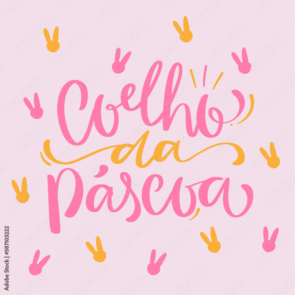 Coelho da páscoa. easter bunny in brazilian portuguese. Modern hand