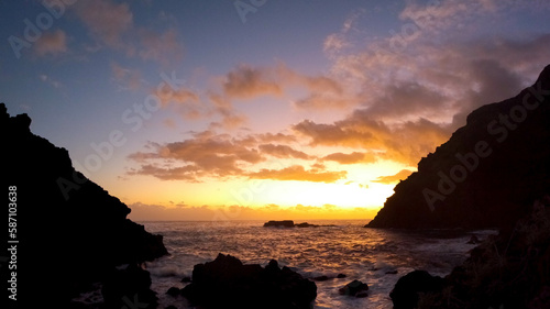 Awesome sunset landscape in La Palma in Canarian Islands