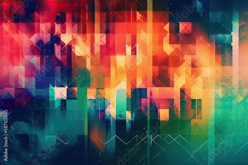vibrant abstract background with intersecting squares and lines. Generative AI