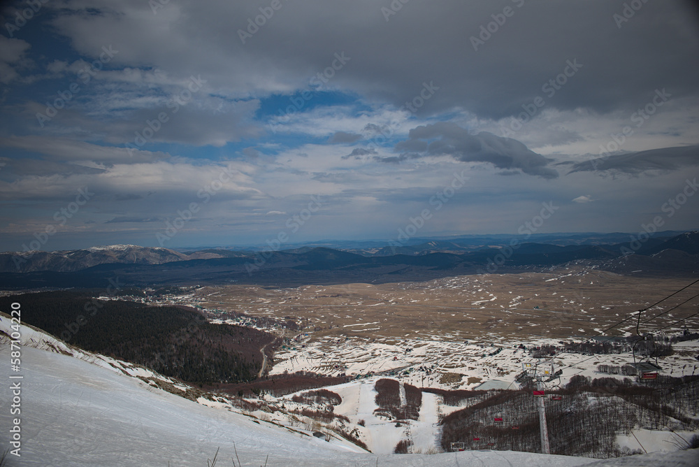 landscape with snow covered mountains landscape with snow covered mountains