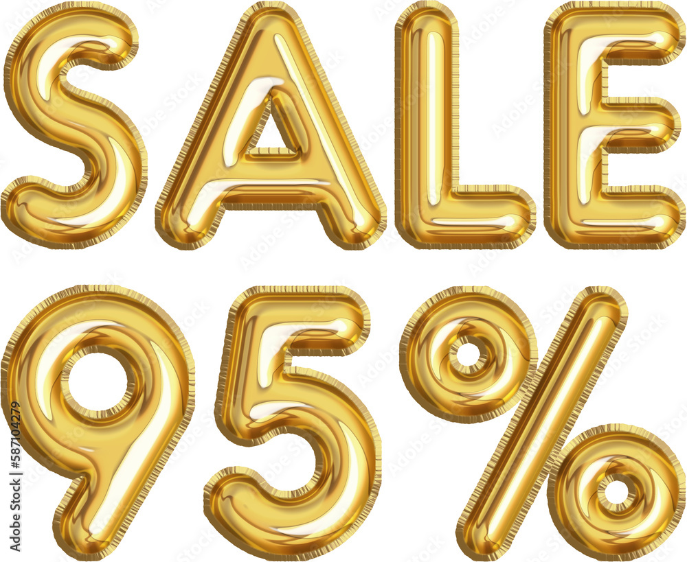 Golden balloon 95% sale discount label Golden balloon 95% sale discount label