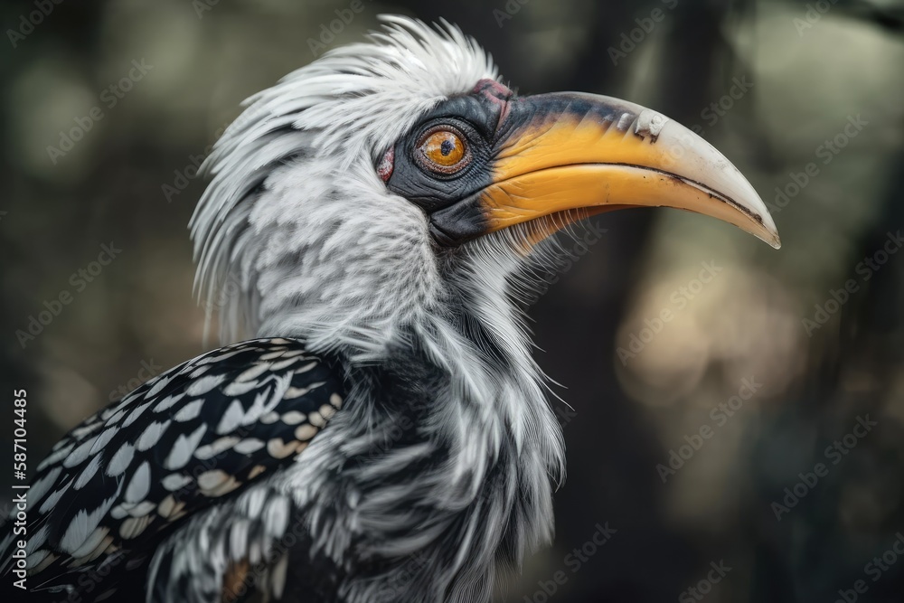 A yellow billed hornbill spotted in the wild in South Africa's Kruger National Park. Generative AI A yellow billed hornbill spotted in the wild in South Africa's Kruger National Park. Generative AI