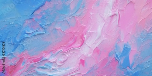 Pastel blue and pink painted background  ink texture  paint brush  fluid. Light template with multi layer oil paints. Multicolor pattern on the wall. Painting design. Image is AI generated.