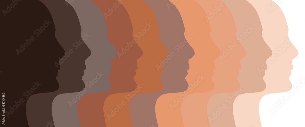 Head shapes in various skin colors - diversity concept - vector illustration Head shapes in various skin colors - diversity concept - vector illustration