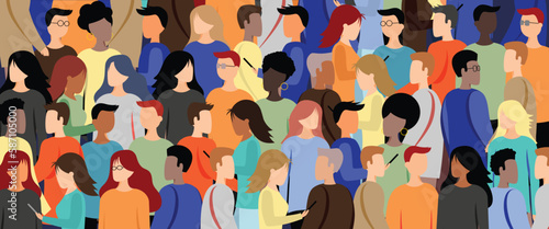 Man and woman silhouettes with different appearance - diversity concept - vector illustration
