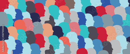 Colorful geometrical head shapes - diversity concept - vector illustration