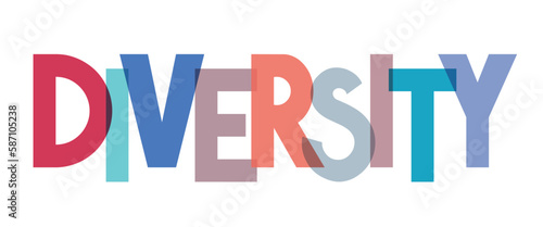 Colorful diversity word on white background - typographical concept - vector illustration