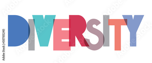 Colorful diversity word on white background - typographical concept - vector illustration
