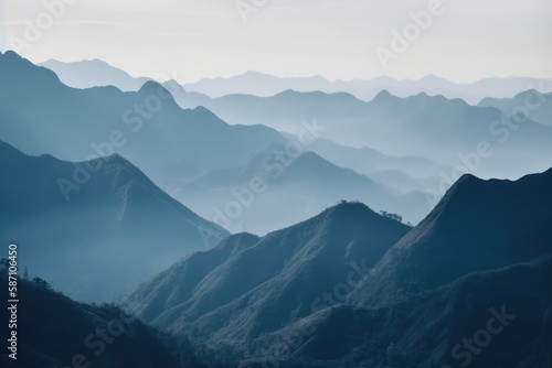 layers of mountains - minimalistic foggy view