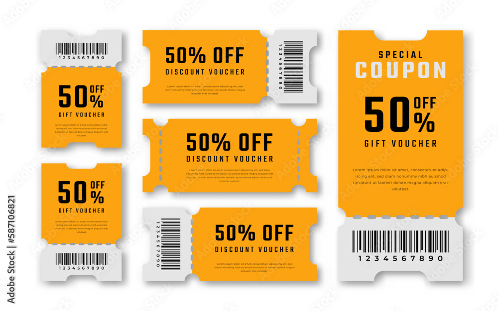 Gift Coupon Discount Voucher 50 Percent off for Promo Code, Shopping, Marketing and Best Promo Retail Pricing Vector Illustration Gift Coupon Discount Voucher 50 Percent off for Promo Code, Shopping, Marketing and Best Promo Retail Pricing Vector Illustration