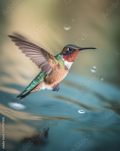hummingbird feeding on a flower © vardan
