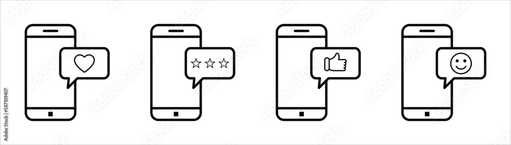 social media icon set. message or response notification heart, rating or feedback, like, smiley face emotion icon symbol sign collection, vector illustration social media icon set. message or response notification heart, rating or feedback, like, smiley face emotion icon symbol sign collection, vector illustration