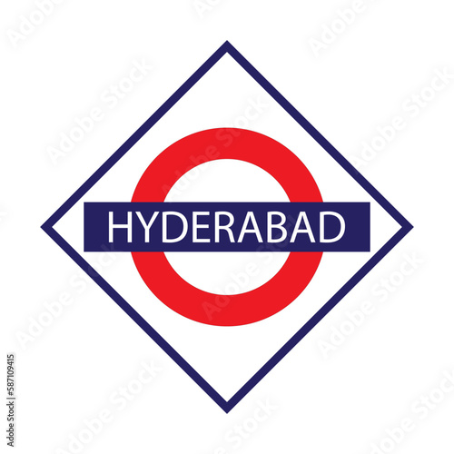 Hyderabad junction railways name board isolated on white	