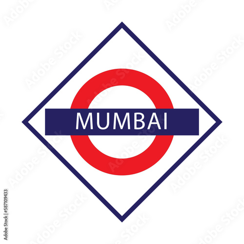 Fototapeta Mumbai junction railways name board isolated on white