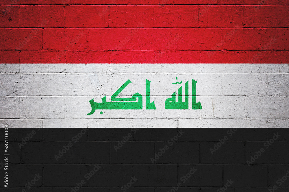 Fototapeta premium Flag of Iraq painted on a wall