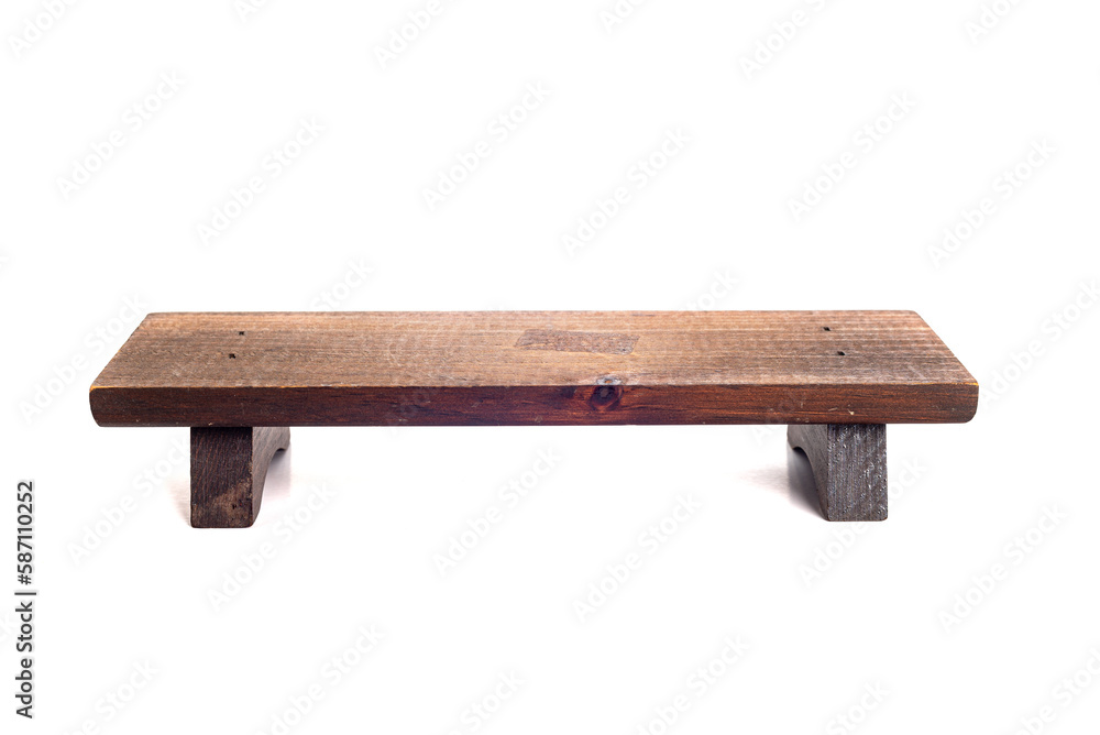 wooden bench isolated on white background. Close-up. wooden bench isolated on white background. Close-up.