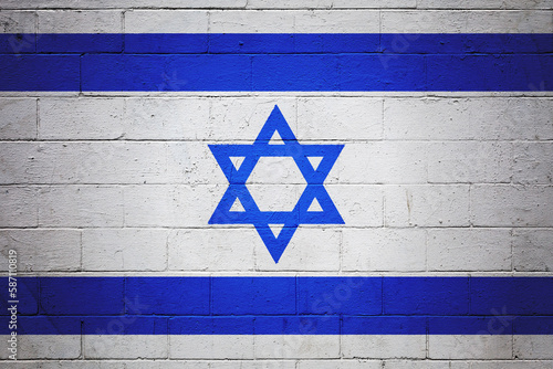 Flag of Israel painted on a wall photo