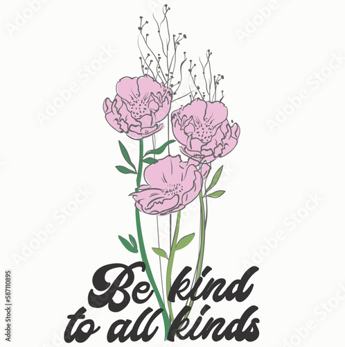 Flower Girl illustration with slogan. Vector graphic design for t-shirt. Floral pattern.