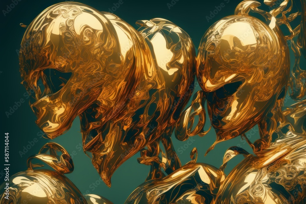 golden aliens Abstract made by Generative Art