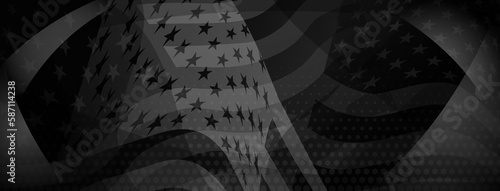 USA independence day abstract background with elements of the american flag in black abd gray colors