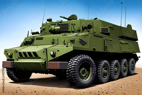 armoured personnel carrier (APC), clip-art, vector, white background