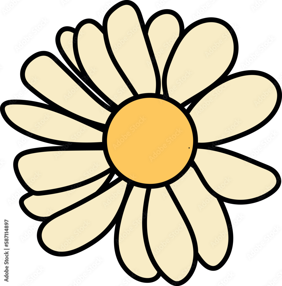one flower in the style of the 70s groovy for creating patterns for backgrounds and cards. Vector illustration one flower in the style of the 70s groovy for creating patterns for backgrounds and cards. Vector illustration
